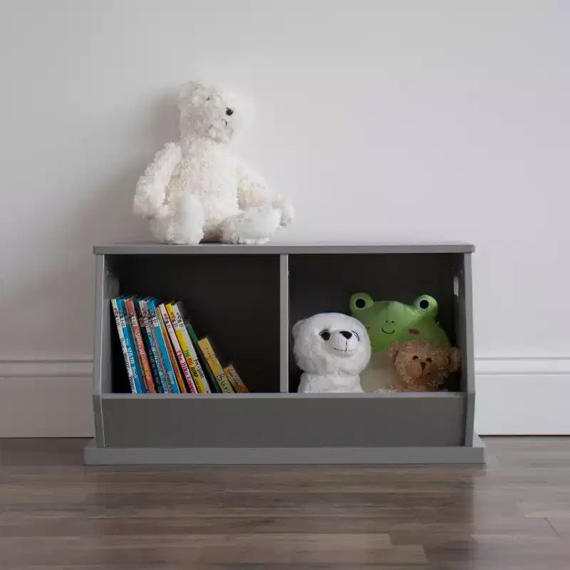 Meuble de rangement pour jouets en bois et bibliothèque pour enfants, gris - Humble Crew : Organisateur de jouets, cadre en MDF, étagère ouverte, 2 ans et plus