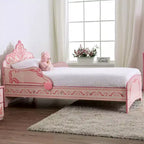 Lit pour enfant jumeau Nemma Princess Crown rose - Maisons : dedans + dehors : Meubles de chambre d'enfant modernes, volutes décoratives