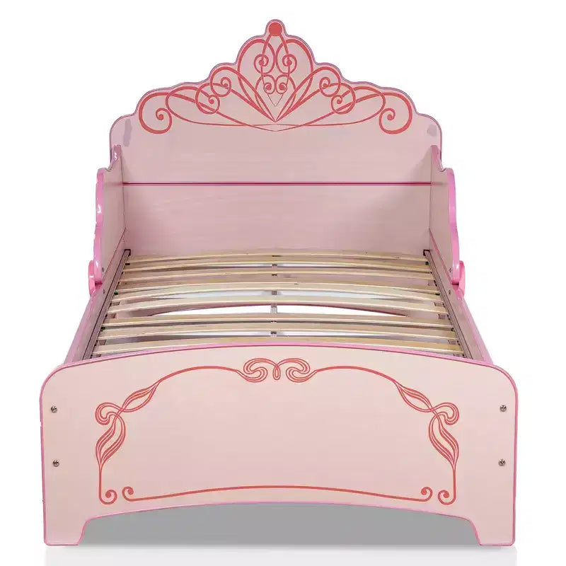 Lit pour enfant jumeau Nemma Princess Crown rose - Maisons : dedans + dehors : Meubles de chambre d'enfant modernes, volutes décoratives