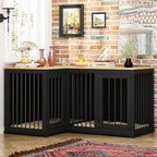 Meuble Grande Cage d'Angle pour 2 Chiens, Cage en Forme de L - 58,7X41,1