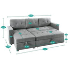 Canapé d'angle réversible convertible avec lit gigogne, méridienne avec rangement dissimulé et pieds durables