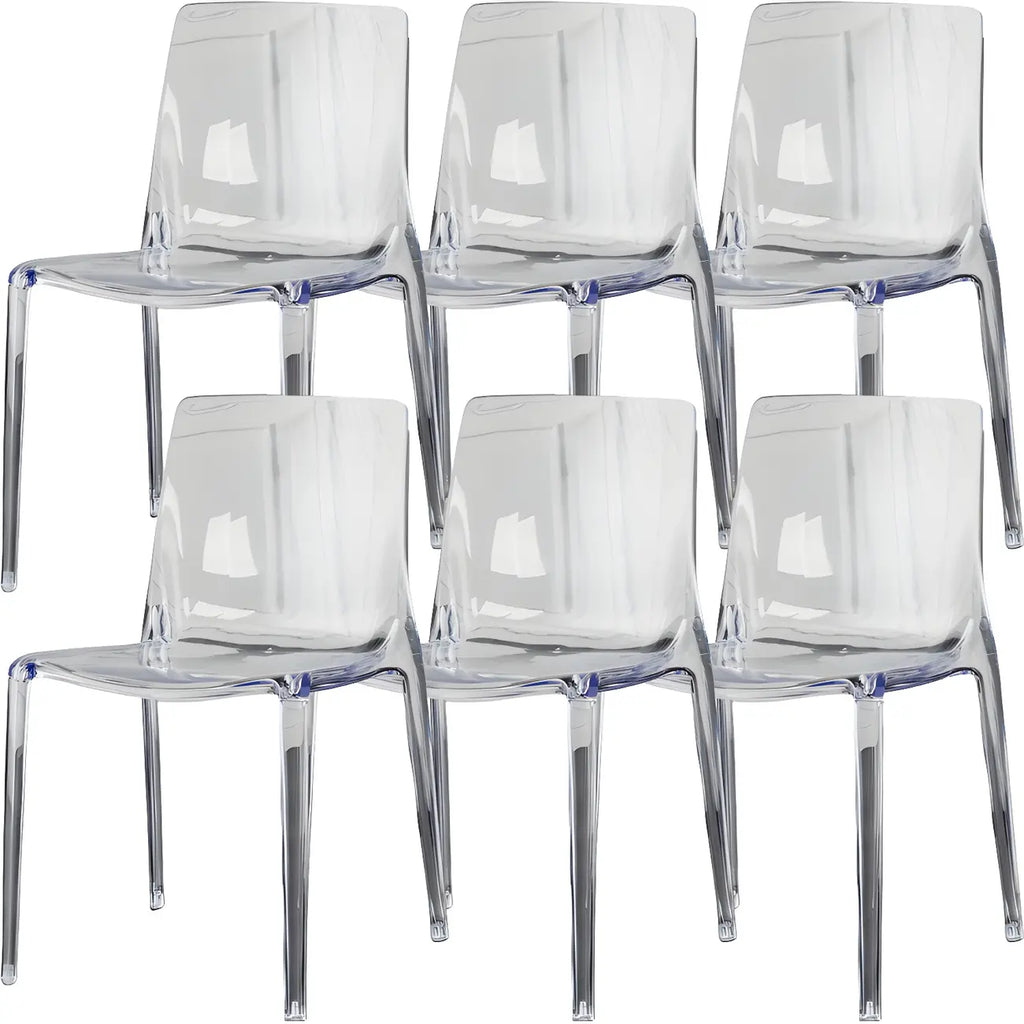 Chaise de salle à manger en acrylique ambré sans accoudoirs et à dossier bas