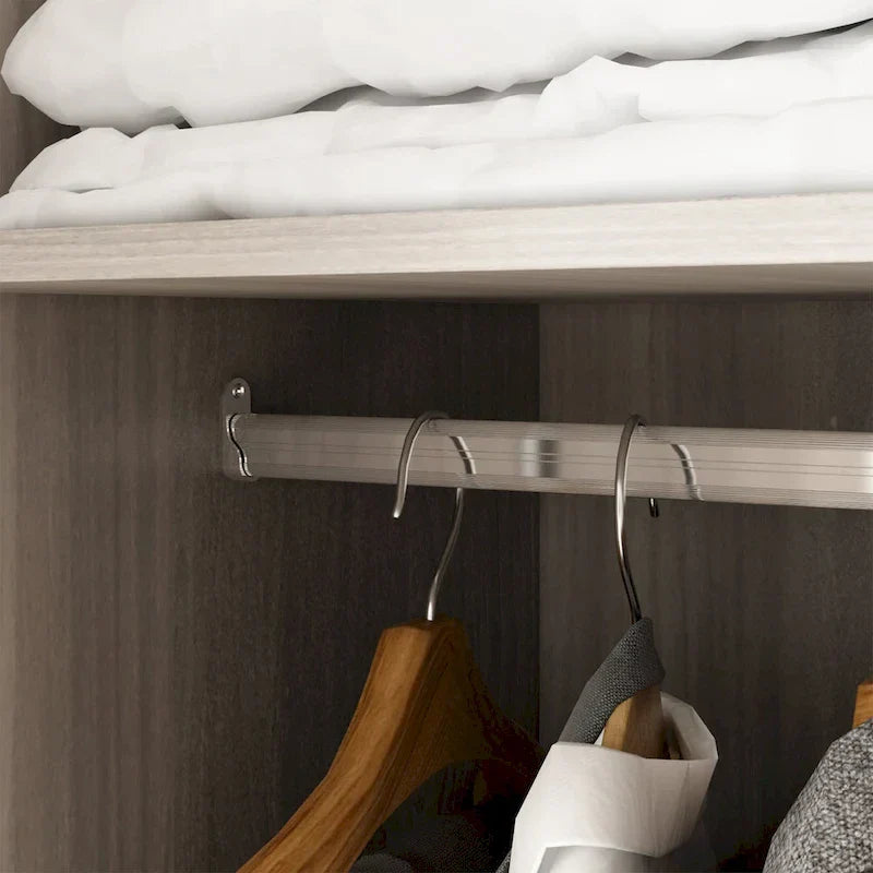 Armoire Penderie en Bois avec 6 Cubes de Rangement et Tringle Suspendue