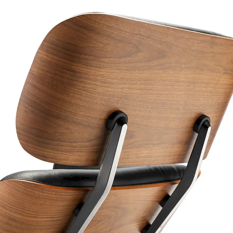 Furgle Fauteuil de salon et ottoman en cuir véritable Noyer