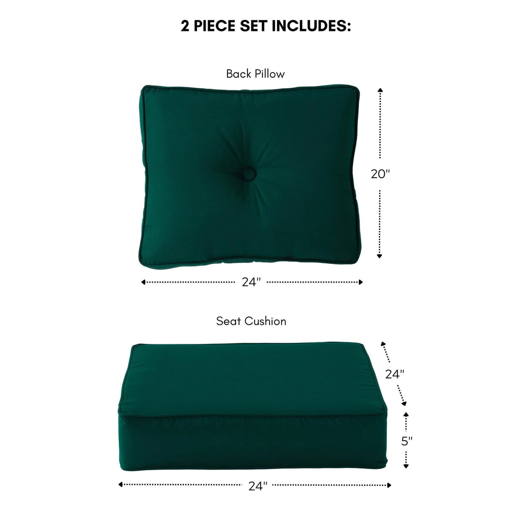 Ensemble de 2 coussins d'extérieur Sunbrella haut de gamme à assise profonde