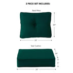 Ensemble de 2 coussins d'extérieur Sunbrella haut de gamme à assise profonde