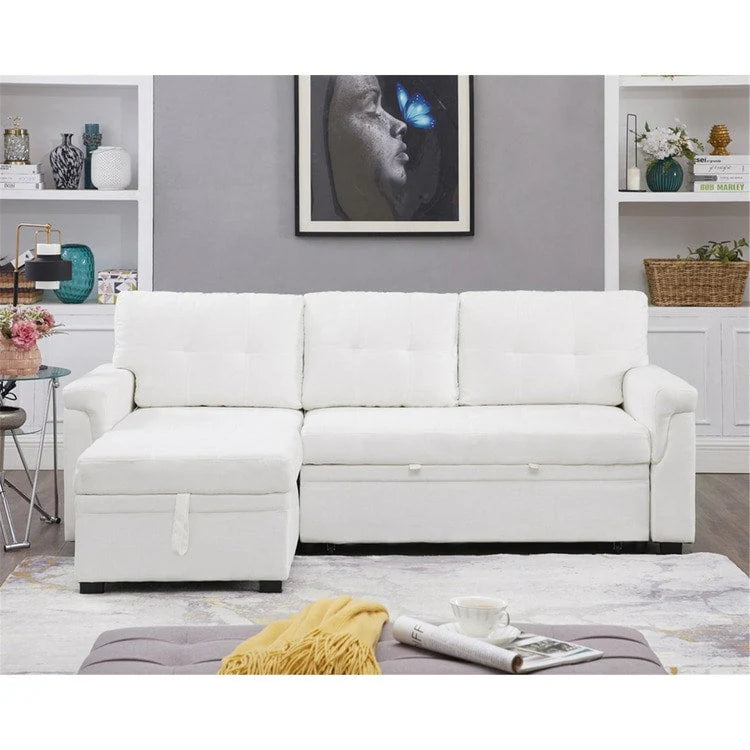 Canapé d'angle réversible convertible avec lit gigogne, méridienne avec rangement dissimulé et pieds durables
