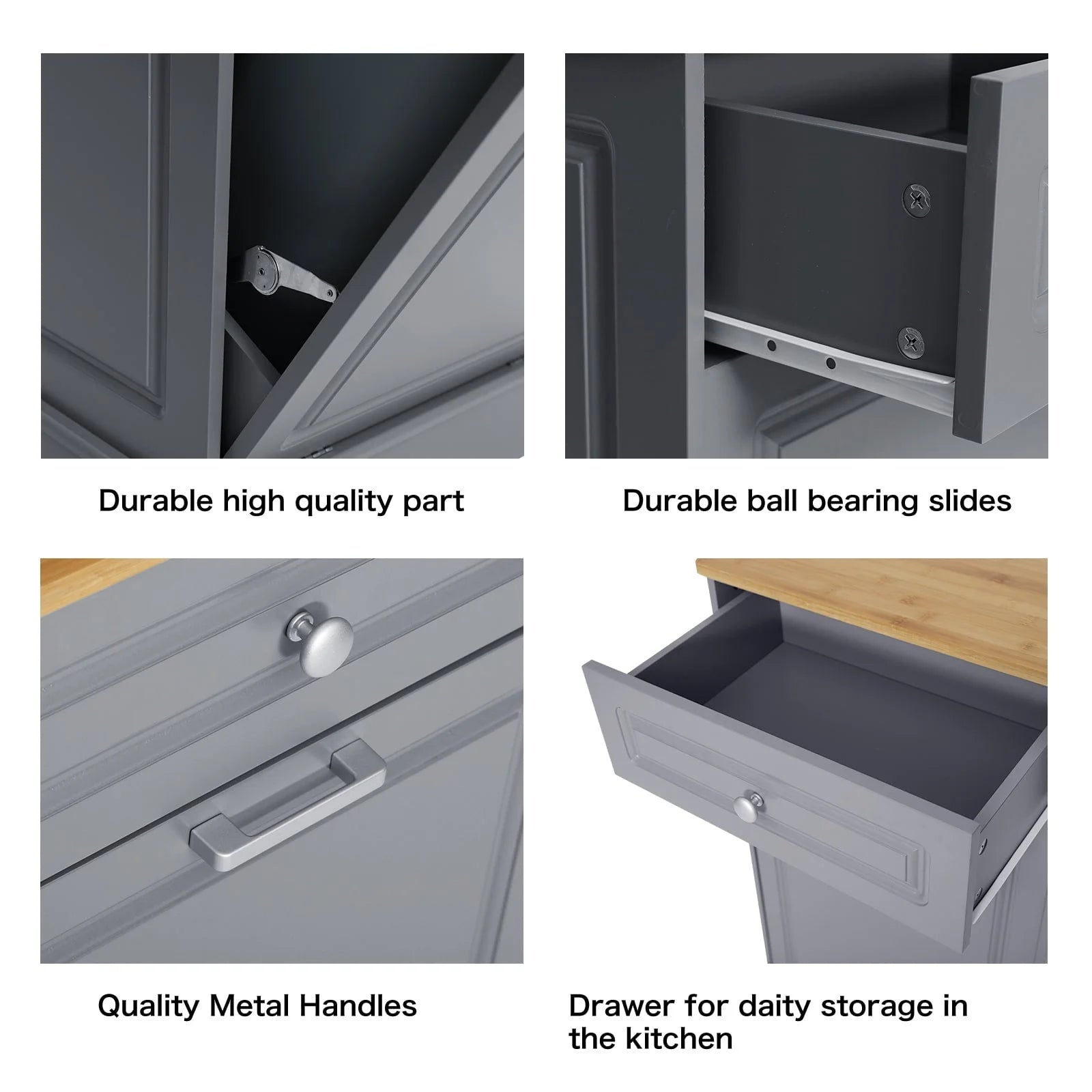 Meuble de Cuisine Poubelle Inclinable, Poubelle de Rangement en Bois, Corbeilles à Papier de Comptoir avec Tiroir