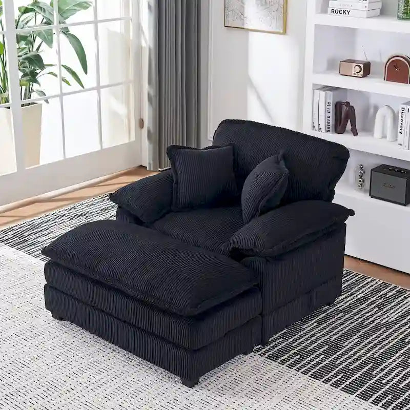 Fauteuil surdimensionné 56,9 W avec repose-pieds, fauteuil de lecture pour chambre à coucher, canapé-lit paresseux, canapé inclinable simple et moderne surdimensionné