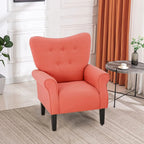 Fauteuil d'appoint moderne Erommy, fauteuil à dossier haut, canapé individuel en tissu capitonné avec pieds en bois pour salon