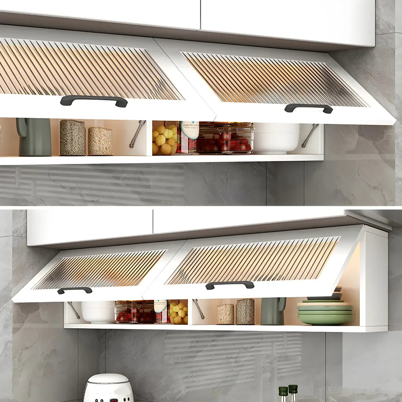 Vaisseliers de cuisine blancs en bois à fixation murale
