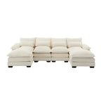 Canapé sectionnel Cloud pour salon, canapé moderne en chenille/bouclette en forme de U, canapé-lit modulaire confortable avec double méridienne
