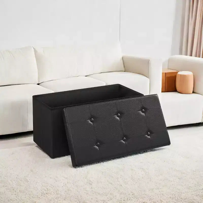 Banc de rangement ottoman de 30 po, Ottoman avec rangement, Repose-pieds, Banc de chambre pliant, Supporte 600 lb
