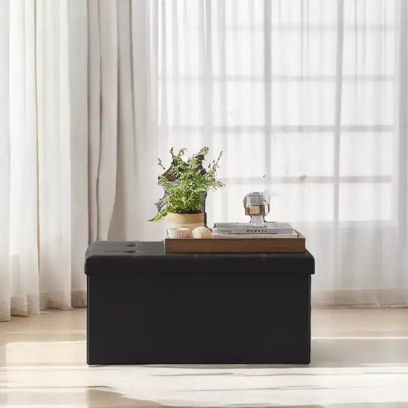 Banc de rangement ottoman de 30 po, Ottoman avec rangement, Repose-pieds, Banc de chambre pliant, Supporte 600 lb