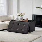 Banc de rangement ottoman de 30 po, Ottoman avec rangement, Repose-pieds, Banc de chambre pliant, Supporte 600 lb