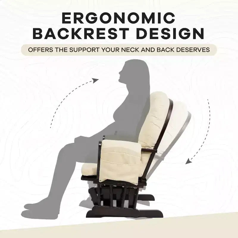 Ensemble fauteuil planeur et ottoman Home Imports Emporium - Mouvement de bercement fluide, fauteuil ergonomique à dossier haut avec accoudoirs rembourrés et poches de rangement