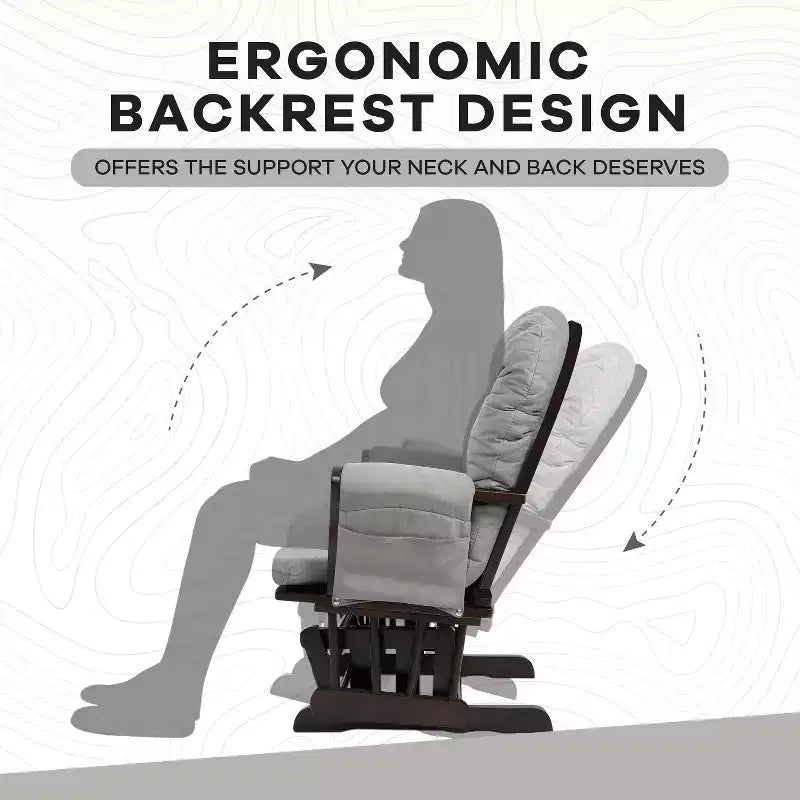 Ensemble fauteuil planeur et ottoman Home Imports Emporium - Mouvement de bercement fluide, fauteuil ergonomique à dossier haut avec accoudoirs rembourrés et poches de rangement