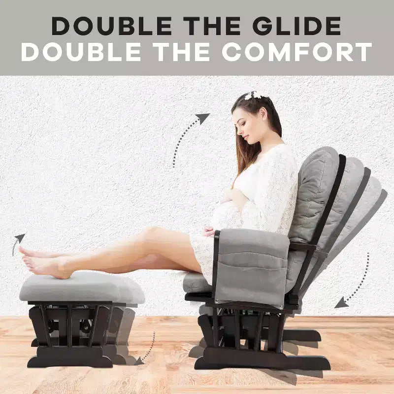 Ensemble fauteuil planeur et ottoman Home Imports Emporium - Mouvement de bercement fluide, fauteuil ergonomique à dossier haut avec accoudoirs rembourrés et poches de rangement
