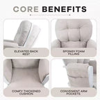 Ensemble fauteuil planeur et ottoman Home Imports Emporium - Mouvement de bercement fluide, fauteuil ergonomique à dossier haut avec accoudoirs rembourrés et poches de rangement