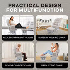 Ensemble fauteuil planeur et ottoman Home Imports Emporium - Mouvement de bercement fluide, fauteuil ergonomique à dossier haut avec accoudoirs rembourrés et poches de rangement