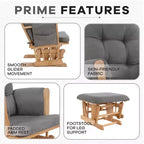 Ensemble fauteuil planeur et ottoman Home Imports Emporium - Mouvement de bercement fluide, fauteuil ergonomique à dossier haut avec accoudoirs rembourrés et poches de rangement