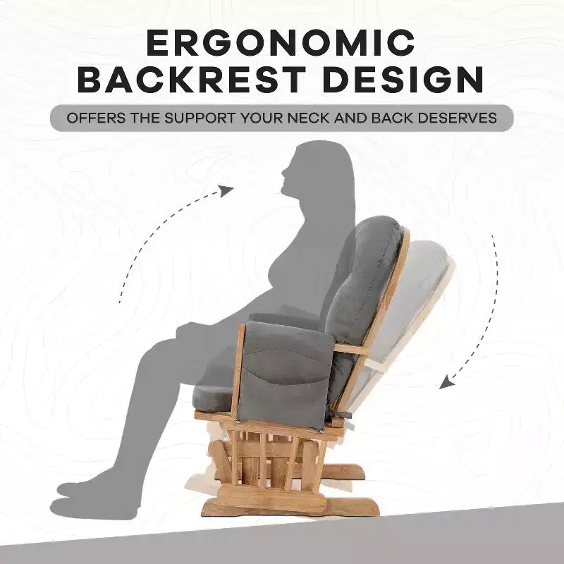 Ensemble fauteuil planeur et ottoman Home Imports Emporium - Mouvement de bercement fluide, fauteuil ergonomique à dossier haut avec accoudoirs rembourrés et poches de rangement