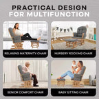 Ensemble fauteuil planeur et ottoman Home Imports Emporium - Mouvement de bercement fluide, fauteuil ergonomique à dossier haut avec accoudoirs rembourrés et poches de rangement