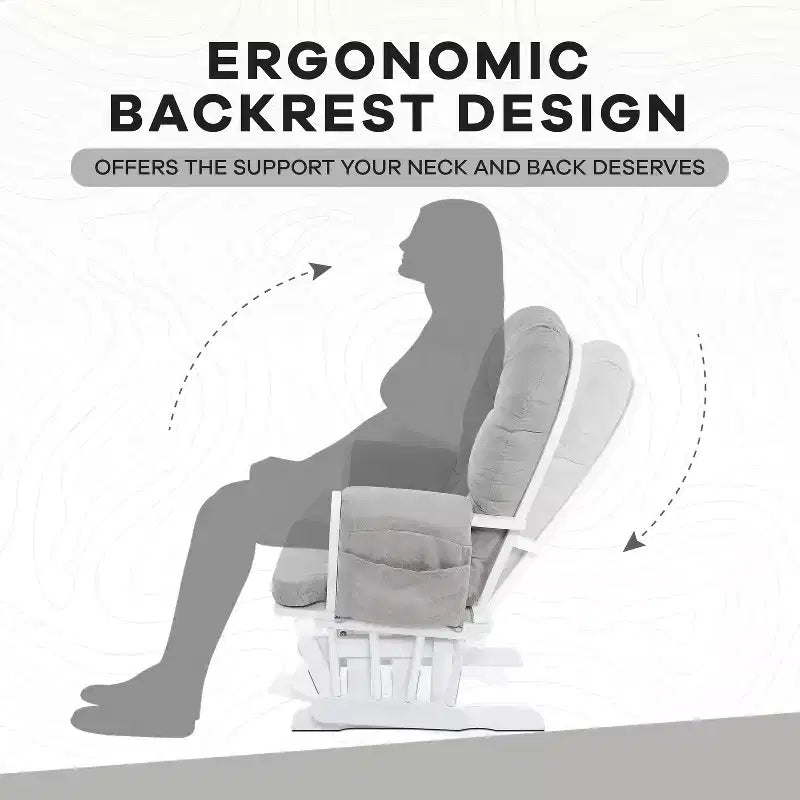Ensemble fauteuil planeur et ottoman Home Imports Emporium - Mouvement de bercement fluide, fauteuil ergonomique à dossier haut avec accoudoirs rembourrés et poches de rangement