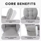 Ensemble fauteuil planeur et ottoman Home Imports Emporium - Mouvement de bercement fluide, fauteuil ergonomique à dossier haut avec accoudoirs rembourrés et poches de rangement