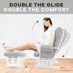 Ensemble fauteuil planeur et ottoman Home Imports Emporium - Mouvement de bercement fluide, fauteuil ergonomique à dossier haut avec accoudoirs rembourrés et poches de rangement