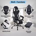 BestMassage Chaise de Gaming Fauteuil de Bureau avec Repose-Pieds et Soutien Lombaire