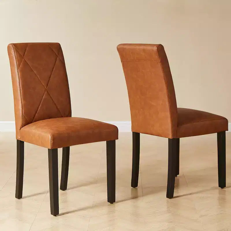 VECELO Lot de 2/4/6 Chaises de Salle à Manger Rembourrées Chaises Parsons à Dossier Haut Chaises de Cuisine en Bois Marron/Beige/Vert