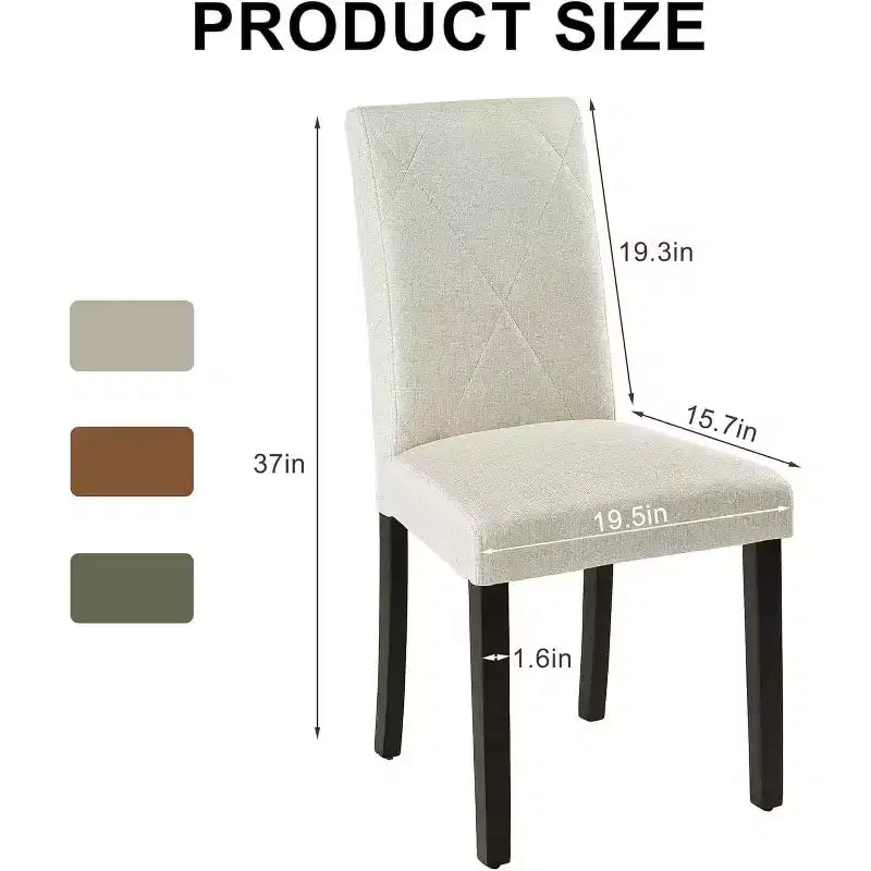 VECELO Lot de 2/4/6 Chaises de Salle à Manger Rembourrées Chaises Parsons à Dossier Haut Chaises de Cuisine en Bois Marron/Beige/Vert