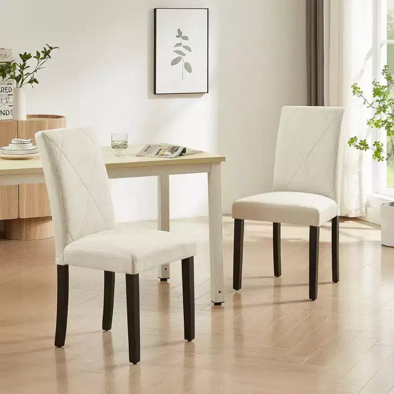 VECELO Set of 2/4/6 Upholstered Dining Chairs High Back Parsons Chairs Wooden Kitchen Chairs Brown/Beige/Green