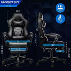 Chaise de Gaming ELECWISH avec Repose-pieds, Soutien Lombaire, Chaise d'Ordinateur Respirante avec Coussin à Ressorts Ensachés, Chaises pour Adultes