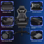 Chaise de Gaming ELECWISH avec Repose-pieds, Soutien Lombaire, Chaise d'Ordinateur Respirante avec Coussin à Ressorts Ensachés, Chaises pour Adultes