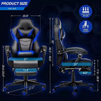 Chaise de Gaming ELECWISH avec Repose-pieds, Soutien Lombaire, Chaise d'Ordinateur Respirante avec Coussin à Ressorts Ensachés, Chaises pour Adultes