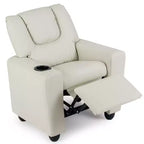 Fauteuil inclinable pour enfants Costway avec porte-gobelet et poche latérale Dossier et repose-pieds réglables Beige/Noir/Rose/Marron