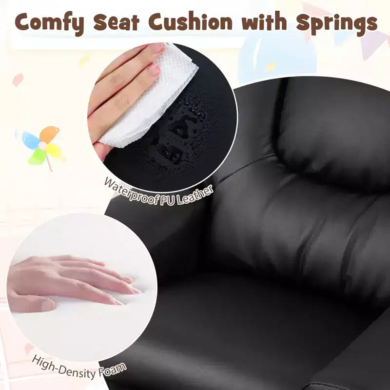 Fauteuil inclinable pour enfants Costway avec porte-gobelet et poche latérale Dossier et repose-pieds réglables Beige/Noir/Rose/Marron