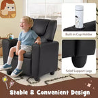 Fauteuil inclinable pour enfants Costway avec porte-gobelet et poche latérale Dossier et repose-pieds réglables Beige/Noir/Rose/Marron