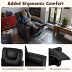 Fauteuil inclinable pour enfants Costway avec porte-gobelet et poche latérale Dossier et repose-pieds réglables Beige/Noir/Rose/Marron