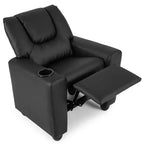 Fauteuil inclinable pour enfants Costway avec porte-gobelet et poche latérale Dossier et repose-pieds réglables Beige/Noir/Rose/Marron