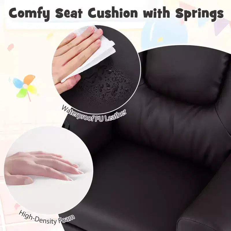 Fauteuil inclinable pour enfants Costway avec porte-gobelet et poche latérale Dossier et repose-pieds réglables Beige/Noir/Rose/Marron