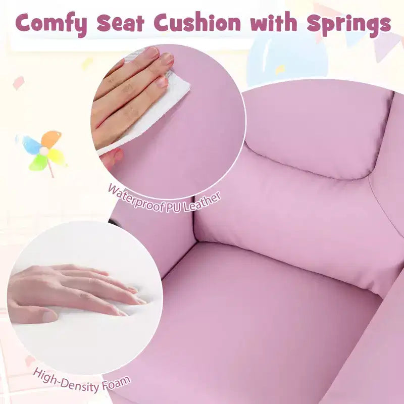 Fauteuil inclinable pour enfants Costway avec porte-gobelet et poche latérale Dossier et repose-pieds réglables Beige/Noir/Rose/Marron