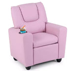 Fauteuil inclinable pour enfants Costway avec porte-gobelet et poche latérale Dossier et repose-pieds réglables Beige/Noir/Rose/Marron