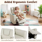 Fauteuil inclinable pour enfants Costway avec porte-gobelet et poche latérale Dossier et repose-pieds réglables Beige/Noir/Rose/Marron