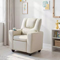 Costway Kids Recliner Chair with Cup Holder & Side Pocket Adjustable Backrest Footrest Beige/Black/Pink/Brown