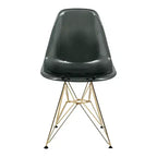 Ensemble de salle à manger 5 pièces LeisureMod avec table de salle à manger ronde de 35 po à piédestal en fer et 4 chaises d'appoint en plastique ABS avec base dorée