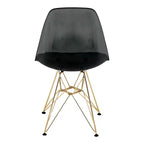 Ensemble de salle à manger 5 pièces LeisureMod avec table de salle à manger ronde de 35 po à piédestal en fer et 4 chaises d'appoint en plastique ABS avec base dorée