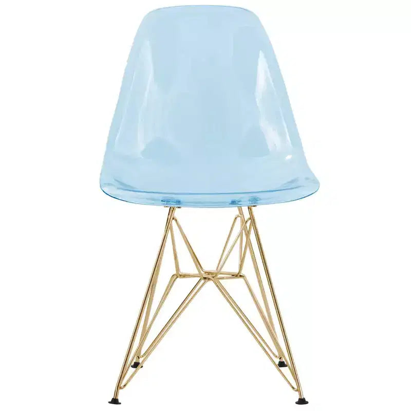 Ensemble de salle à manger 5 pièces LeisureMod avec table de salle à manger ronde de 35 po à piédestal en fer et 4 chaises d'appoint en plastique ABS avec base dorée
